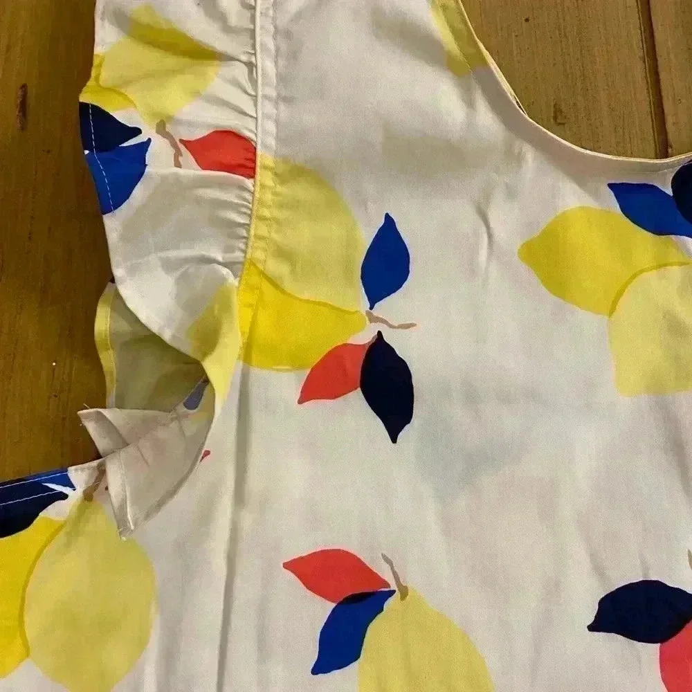 Kate Spade Women's Sleeveless Lemon Ruffled Sleeveless Oversized Summer Top S-M